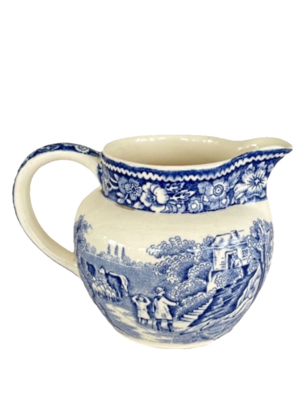 Blue and White Ceramic Creamer Rural England W.R. Midwinter LTD England